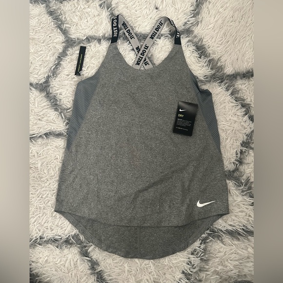 NIKE - NWT Size S Dri-Fit w/ Mesh Tank Top - Dark Grey - Picture 2 of 4